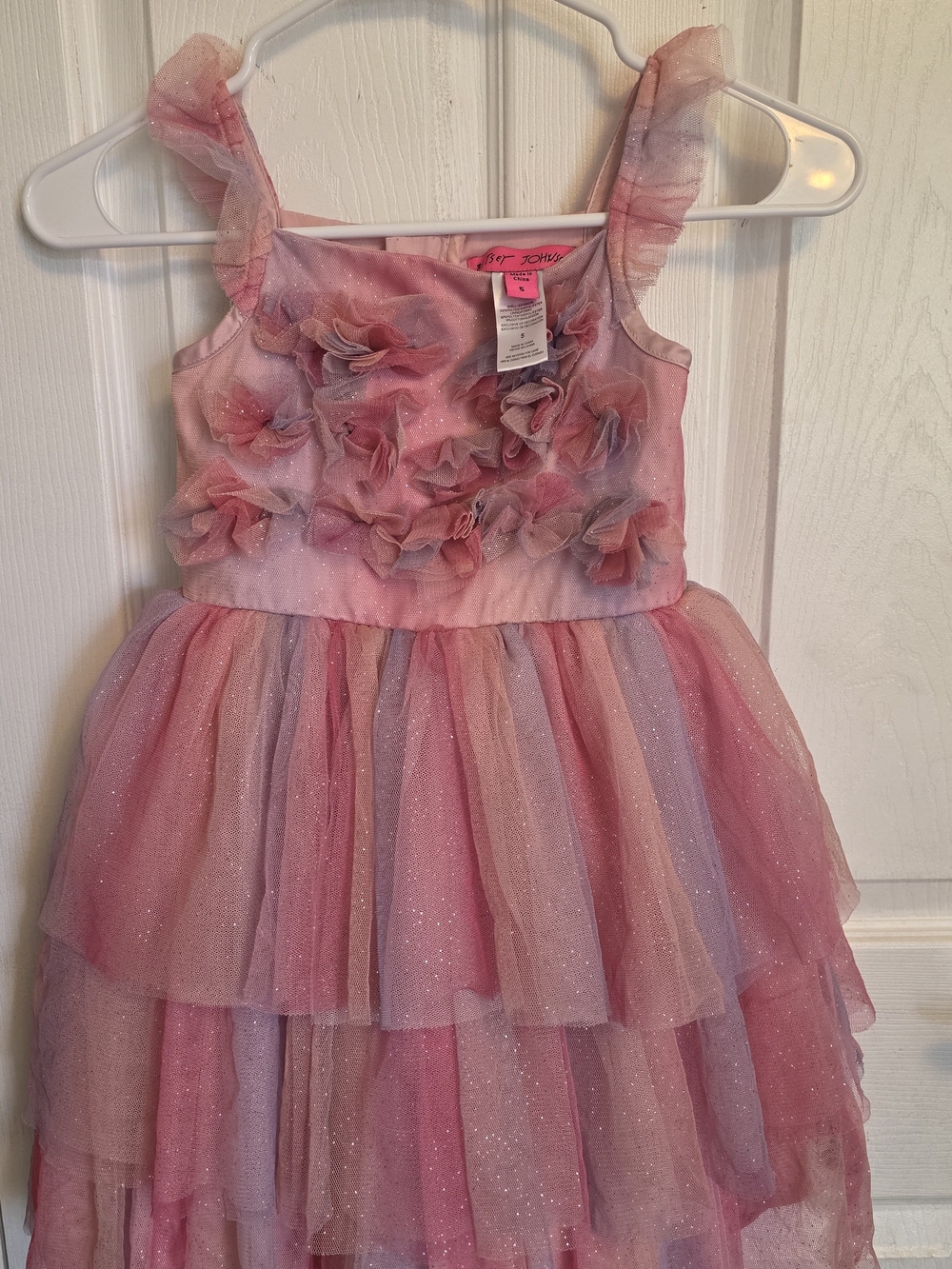 Betsey Johnson Pink Multicolor Tulle Flower Bodice Party Dress